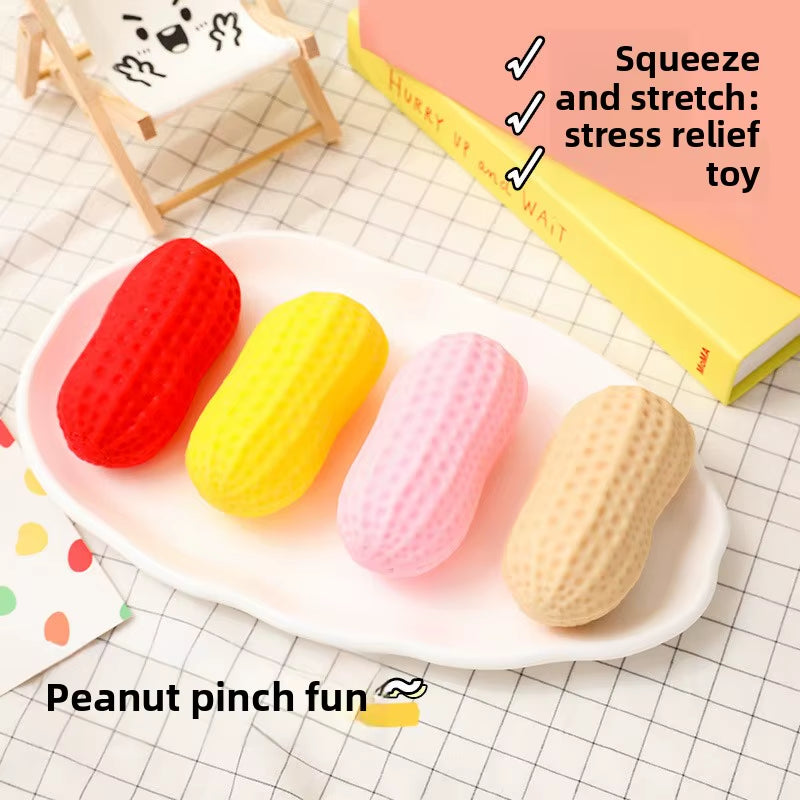 Life-Sized Simulated Peanut Squishy Flour-Based TPR Soft-Rubber Stress-Relief Toy; Ultimate Flour-Filled Decompression