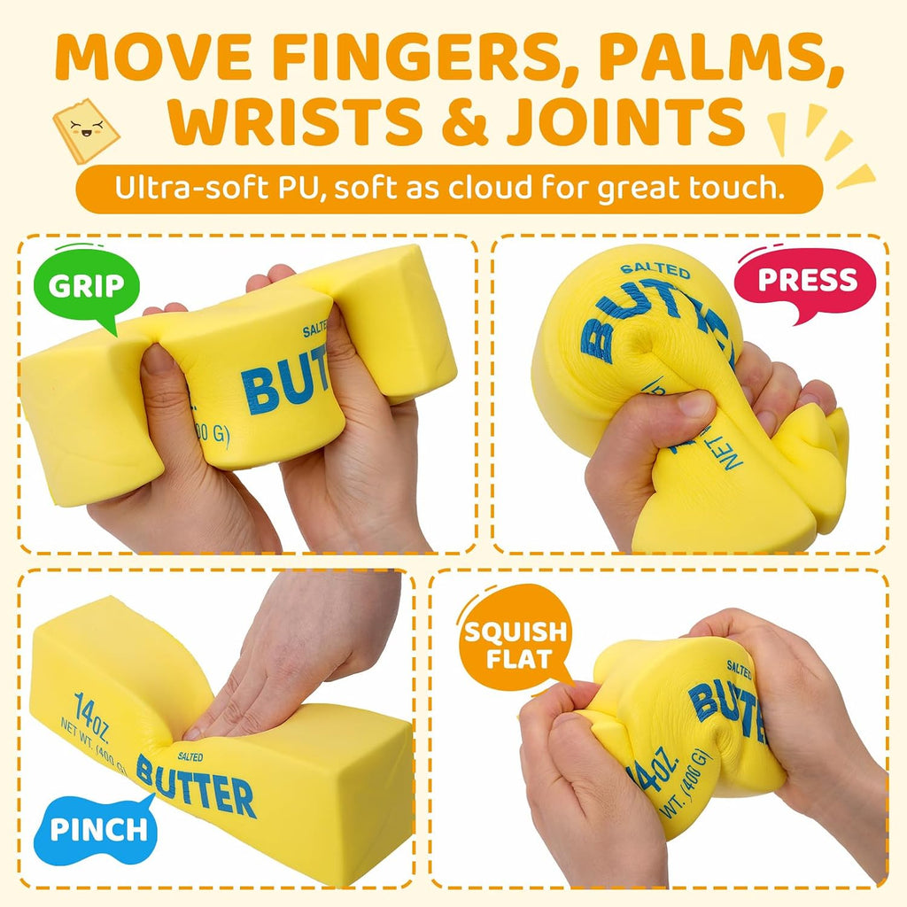 Dumpling Squishy Butter Squeeze Toy, 9.4IN Jumbo Butter Squishy Fidget Toy | 14OZ Butter Squishy for Adult, Slow Rising Cake Squishies Squeeze Stress Release Big Ball for Office & Desk (Giant)