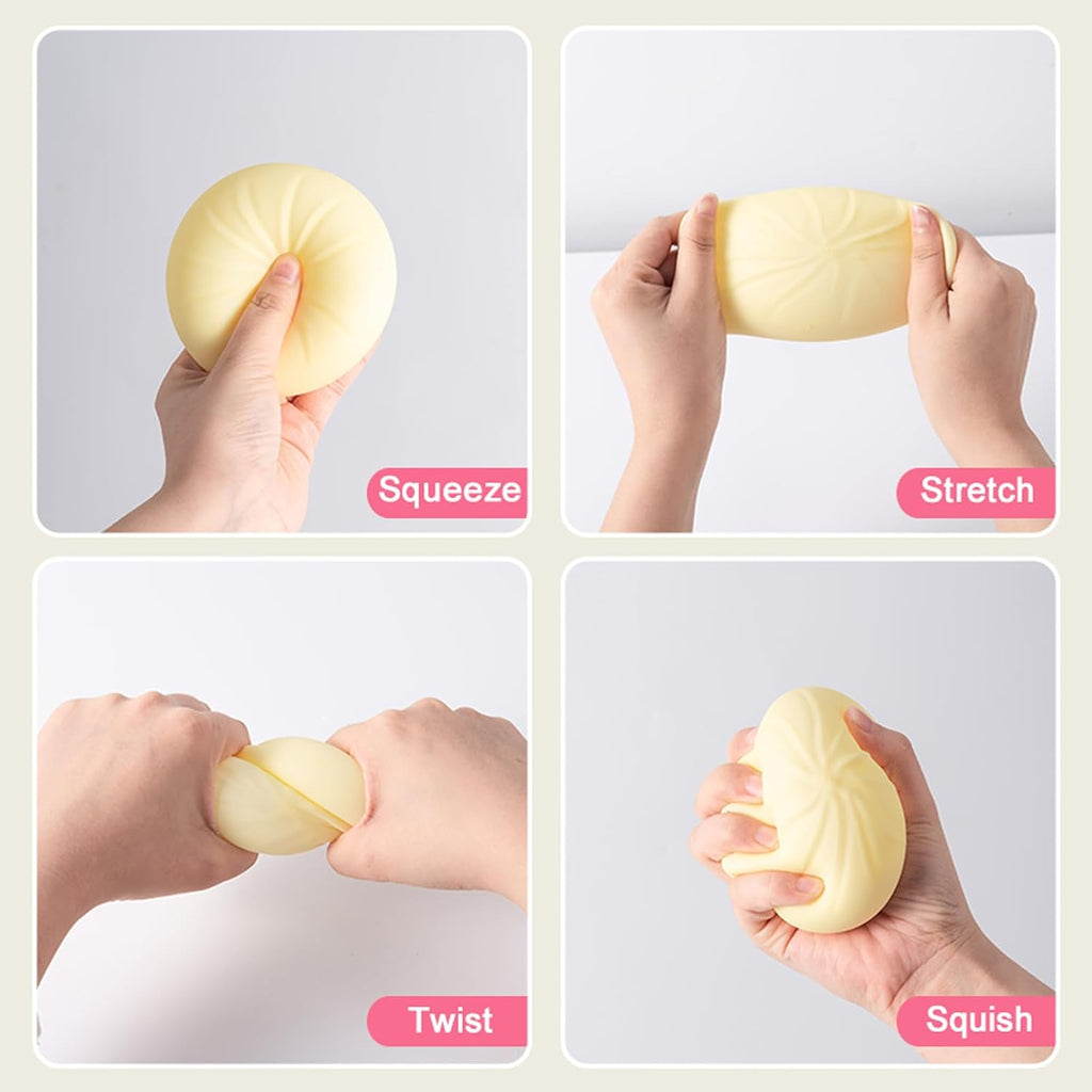 Dumpling Squishy, Mystery Squishy Dumpling Box, Fidget Toys Adults & Teens, Easter Basket Stuffers, Stocking Stuffers, Sensory Stress Ball Squeeze Toys for Stress Relief (White)