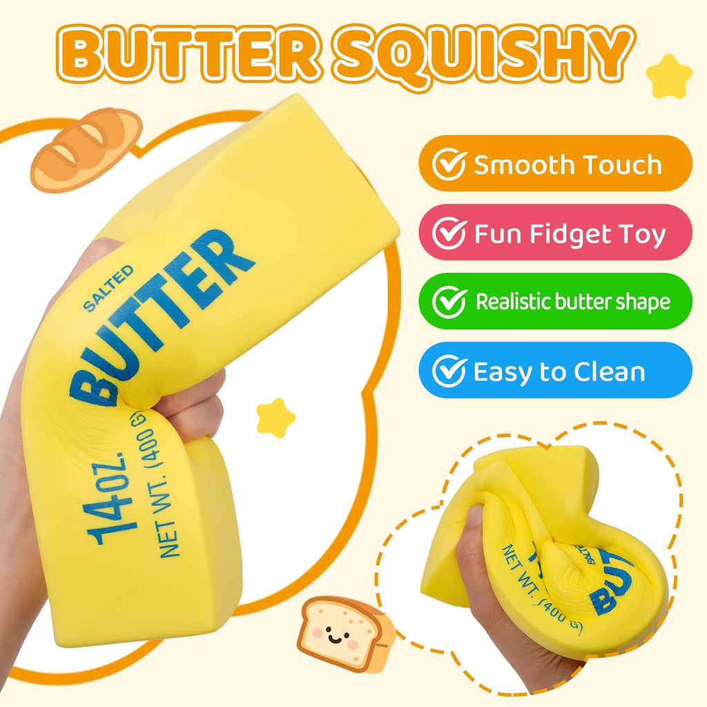 Dumpling Squishy Butter Squeeze Toy, 9.4IN Jumbo Butter Squishy Fidget Toy | 14OZ Butter Squishy for Adult, Slow Rising Cake Squishies Squeeze Stress Release Big Ball for Office & Desk (Giant)