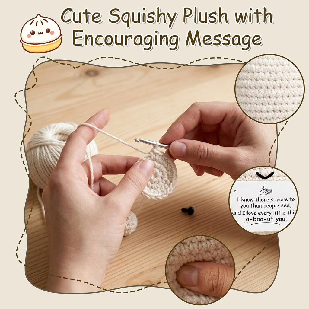 Emotional Support Crochet Dumpling, Inspirational Gifts for Women, Cute Squishy Plush with Encouraging Message, Stress Relief Desk Buddy for Friends Coworkers Girlfriend