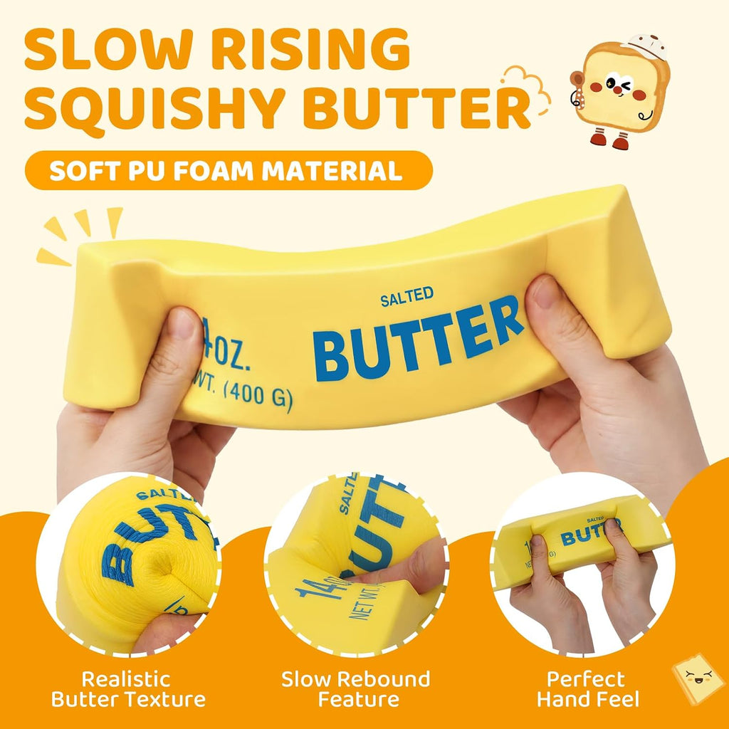 Dumpling Squishy Butter Squeeze Toy, 9.4IN Jumbo Butter Squishy Fidget Toy | 14OZ Butter Squishy for Adult, Slow Rising Cake Squishies Squeeze Stress Release Big Ball for Office & Desk (Giant)